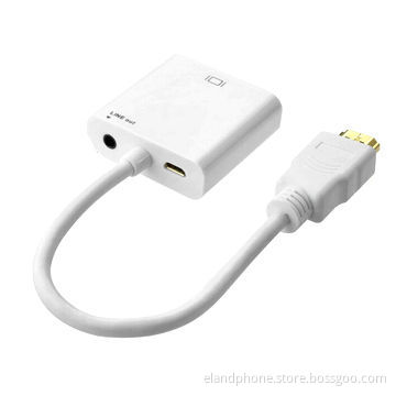 HDMI to VGA Adapter with 3.5 Audio + Micro USB Power Port